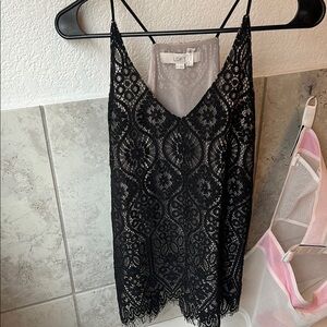 LOFT Black Embellished Backless Camisole